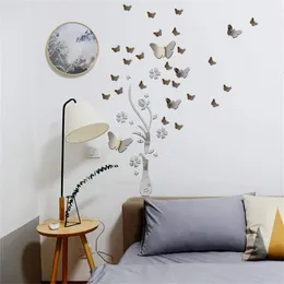 Wall Stickers Vase Butterfly Combination Sticker Living Room Bedroom Cabinet Wedding Decoration Home Decor Butterflies