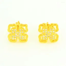 Stud Earrings Women Fashion Jewellery 24K Gold Colour Cubic Zirconia Earring Arabic Ethiopia African ItemsEvironmental Copper