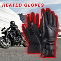 Sports Gloves 12V electric heating motorcycle gloves PU leather heating gloves waterproof windproof warm and winter skiing protection 231023