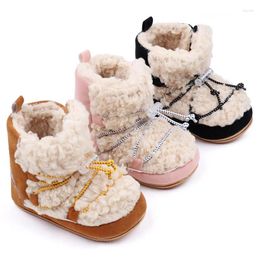 Boots Autumn Winter Baby Rubber Sole Walking Shoes Warm Coral Velvet Non Falling Girls Boys Toddler Shoe Born Infant Thick Boot