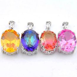 Pendant Necklaces 10 Pcs Lot Unique Mix Rainbow Crystal Zircon Gemstone 925 Sterling Sier Pendants Necklace For Women Bi Colored Tourm Dhulj