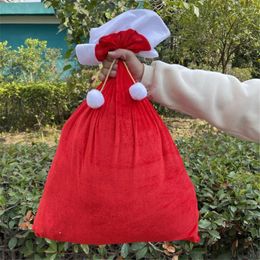 Decorazioni natalizie Sacchetti regalo rossi di Babbo Natale Forniture per feste di grandi dimensioni super morbide per caramelle