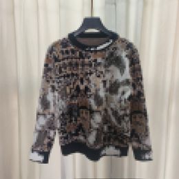 2023 Khaki Floral Print Women's Pullover Brand Same Style Women's Sweaters DH152