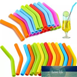 Top Silicone Straw Elbow Wide Stainless Steel Reusable Cover Soft Drink Tip for OD Straws Juice Coffee Milk Multicolor -6 8mm