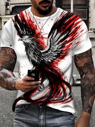 Men's T Shirts Bird Printing Round Neck Short Sleeve Plus Size Fashion Comfortable Top 2023 Summer Hip Hop Style T-shirt