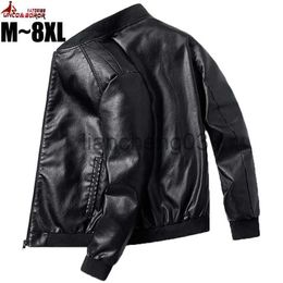 Men's Down Parkas Plus Size 7XL 8XL PU Leather Jacket Men Bomber Baseball Jacket Biker Pilot Varsity College Top slim fit Motorcycle Leather coats J231023