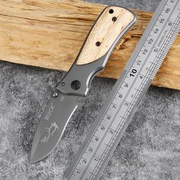 Branded Outdoor Folding Knife Camping Pocket Knife Wood Handle EDC TOOL Stainless Steel Blade Sharp Cutter Multi usages