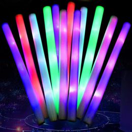 Light-Up Foam Sticks LED Soft Batons Rally Rave Glowing Wands Colour Changing Flash Torch Festivals Party Concert Luminous Rod