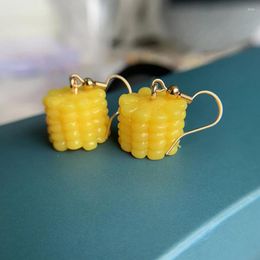 Dangle Earrings 2023 Korean Fashion Jewellery Gold Plated Cute Vegetable Food Sweet 3D Hypoallergenic Corn For Women Girls Gifts