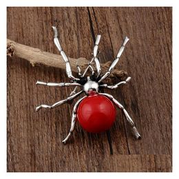 Pins Brooches Cr Jewellery Lovely Unisex Insect Punk Brooch Pins Imitation Pearl Spider Brooches For Women Men Coat Dress Scarf Party D Dhvlo