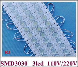1000pcs AC 110V / 220V Input Injection LED Light Module 126mm*24mm*13mm SMD 3030 3 LED 4W 450lm IP65 with Lens for Lighting Box Each 1 Module can be Cut