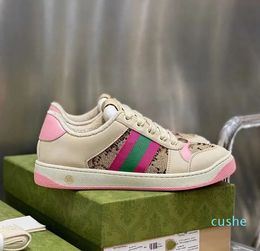 Designer Stripe Fashion Leather Lace-up Tennis Shoe Fabric for women