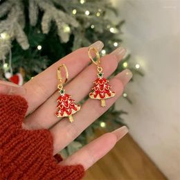 Hoop Earrings Merry Christmas Xmas Tree Pendant For Women Year Trending Bowknot Bell Zircon Elk Earring Girl Party Jewellery