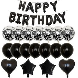 Christmas Decorations 31PCS PACK Black Latex Balloon Set for Party with Colourful Paper Scrap Children's Letter Happy Birthday 231023