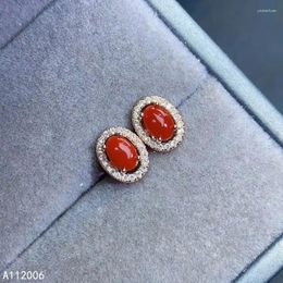 Brincos KJJEAXCMY joias finas 925 prata esterlina incrustada natural vermelho coral brincos de luxo para mulheres testes de suporte