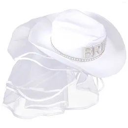 Hair Clips Cowboy Hat Cowgirl Hats Women Western Wedding Rhinestone Make Bridal White Bride Bachelorette Party Supplies