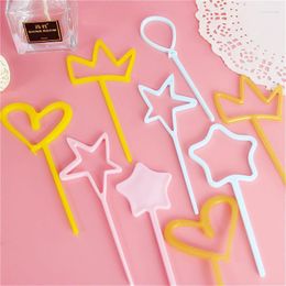 Festive Supplies LOVE Wedding Plastic Cake Topper Gold Pink Heart Cupcake For Anniversary Happy Valentine's Day Decorations