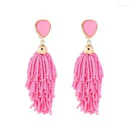 Dangle Earrings Handmade Chunky Big Red & Pink Acrylic Beads Cluster Fringe Statement Ear Accessories For Women