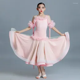 Stage Wear 2023 Ballroom Dance Performance Dress For Girls Children Lace Tops Modern Skirts Suit Tango Clothing DN13962