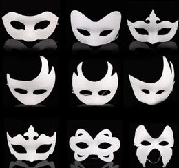 Blank White Masquerade mask Kids Adults Mardi Gras Christmas Halloween midnight costume DIY Half Full Face Masks Animal cartoon Ma1573780
