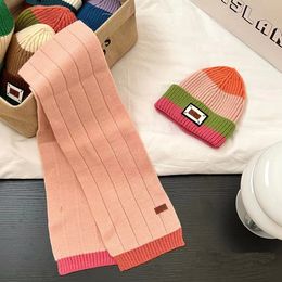 2023 clássico designer australiano marca outono/inverno quente bebê crianças combinando chapéu de caxemira e cachecol 7a