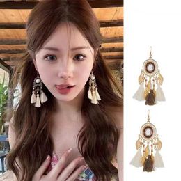 Bohemian for Women's Long Tassels Ethnic Ear Clips Internet Celebrities Vacation Photos Artistic Style Earrings