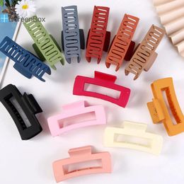 Hair Clips Korean Plastic Fashion Solid Colour Multicolor Rectangle Frosted Crab Clamp For Women Girls 1PC