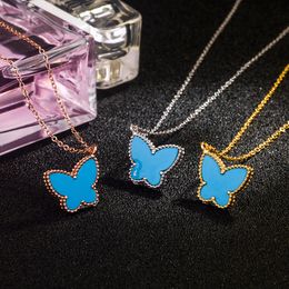 brand luxury love sweet butterfly designer pendant necklaces mother of pearl red blue white stone cute nice necklace party jewelry gift