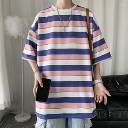 Men's T Shirts Casual T-shirts Streetwear Fitness Tees Oversized Striped T-shirt Men Women Unisex Loose Extra Short Sleeve Couple