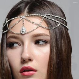 Hair Clips Wholesale Rhinestone Forehead Waterdrop Head Chain Tiara Jewellery For Women Crystal Pendant Headpiece Accessories Gift