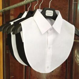 Bow Ties Women Cotton Crystal Fake Collar Blouse Vintage Solid Detachable Shirt False Lapel Top Clothes Accessories