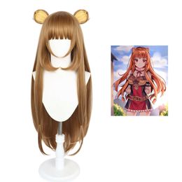 the Rising of the Shield Hero Costume Tate Yuusha No Nariagari Raphtalia Cosplay Wig Hair Wigs + Ears Hairpins Cos