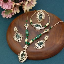 Wedding Jewelry Sets Neovisson Luxuriant Gold Color Bride Jewelry Sets Morocco Women Drop Earring Link Bracelet Beads Necklace Ring Fashion Jewelry 231021