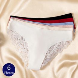 Women's Panties Giczi 6PCSSet Sweet Lace Underwear Breathable Silk Satin Briefs Sexy Lingerie Soft Comfortable Woman Underpants 231023