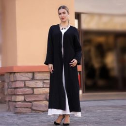 Ethnic Clothing Open Abayas For Women Cotton Crepe Kimono Muslim Solid Colour Islamic Dubai Robe Turkish Modest Outfits Casual Kaftan