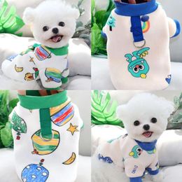 Dog Apparel Plush Clothes Autumn And Winter Can Be Tractable Pet Clothing Planet Printed Teddy Pullover Schnauzer Warm Hoodie