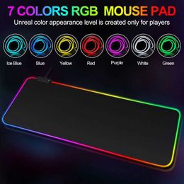 Mouse Pads Wrist Rests RGB Gaming Mouse Pad Computer Gamer Mousepad With Light Large Rubber No-slip Mat Big Pads PC Laptop Keyboard Desk CarpetL240105