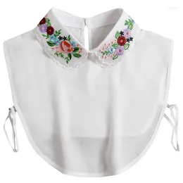 Bow Ties Women Shirt Lace Chiffon Printed Embroidery Fake Doll Standing Half Collar