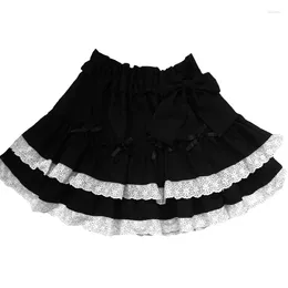 Skirts Women Bow High Waist Elegant Y2k Princess Fairy Sweet Lace Cake Mini Skirt Kawaii Japanese White Black Lolita