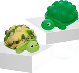 Pop Fidget Toys 3D Silicone Turtle Push Bubbles Sensory Toy Stress Ball Anxiety Stress Reliever Game for Autism Early Education Gift