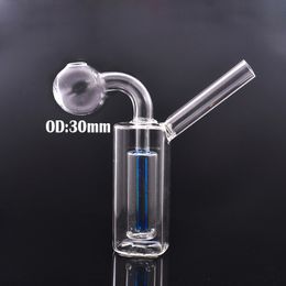 Wholesale Square Glass Oil Burner Bong Hookah Shisha Hand Size Bubbler Smoking Water Bongs Dab Rig Ash Catcher with 30mm Oil Burner Pipe Smoking Accessories