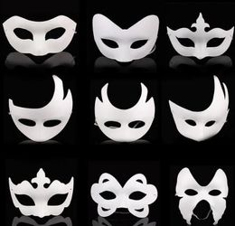 Blank White Masquerade mask Kids Adults Mardi Gras Christmas Halloween midnight costume DIY Half Full Face Masks Animal cartoon Ma8159202