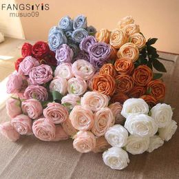 Vases 10 Heads/Bunch Rose Bridal Bouquet Artificial Flower DIY Wedding Floral Arrangement Accessories Christmas Home Decor Photo PropsL24