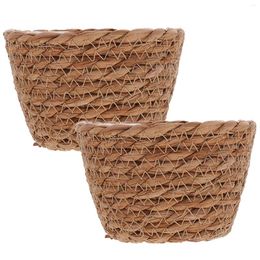 Vases Woven Sundries Organiser Straw Flower Pot Tiestos Para Exterior Hand Basket