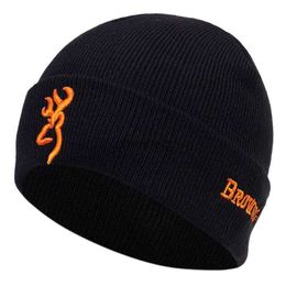 Beanie/Skull Caps New BROWNING embroidery wool hat Fashion unisex warm ski hats autumn winter Casual Beanies Knitted Hat Hip-hop Skullies Hats YQ231023