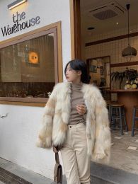 2023 Autumn Winter New Fashion Socialite Style Importerad Golden Island Fox Fur Light Luxury Päls