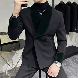 Men's Casual Shirts Men Black Suits Double Breasted Blazers Latest Coat Designs Slim Fit Tuxedos Custom Made Groom Prom Ternos Jackets S-3XL 231023