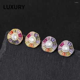 Stud Earrings Luxury S925 Sterling Silver Personalised Colourful Zircon For Girl Friend Birthday Gift Jewellery CX991