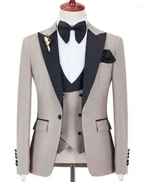 Men's Suits Arrival Taupe Malt Full Men Custom Made Blazer Trouser For Bridegroom Wedding Coat Party Wear 3Pcs Jacket Vest Pants