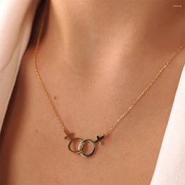 Pendant Necklaces Fashion Symbol Femme Lesbian LGBT Women Gold Silver Colour Stainless Steel LES Jewellery Friendship Gifts